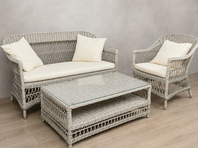Кресло Liora Collection Nola серо-бежевого цвета в аренду